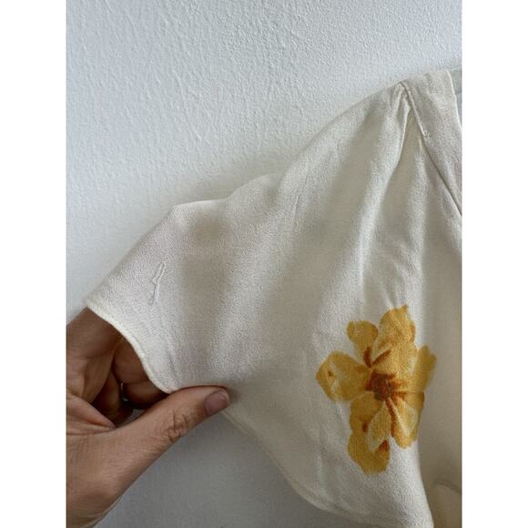 Reformation White Yellow Floral Wideleg Jumpsuit Retail $233 Boho Chic Cottage 6 - Picture 5 of 10